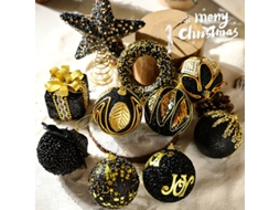 Lurelia Bola Natalícia Natal Série Ouro Preto 8cm Pintada Oca