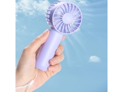 Ventilador Portátil Recarregável Usb 2000 Mah, Com 3 Trocas, Com Pulseira, Roxo Zeuxo