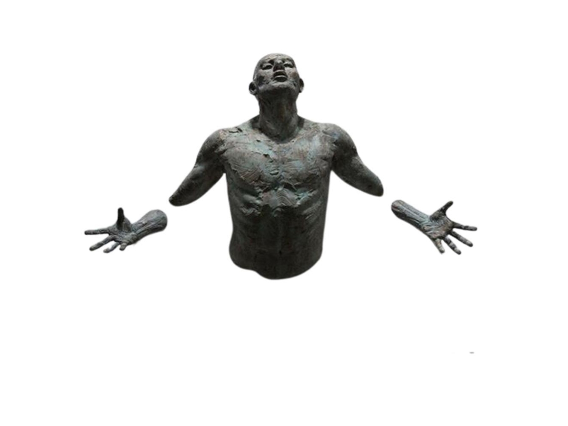 Escultura Abstrata de Pessoa Passando Parede Arte
