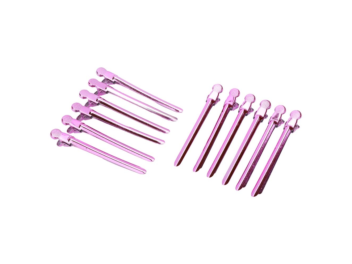 2026 12 Clip de Pelo de Acero Inoxidable para Tinte Y Estilo Peluquería Sectioning Pinza Morado Rosa