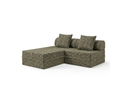 Sofá Modular 3 Lugares + Puff Convertível Tweed Verde Oliva SKOFFA