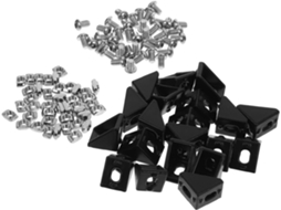 Conjunto De 20 Peças Suporte Em L Alumínio Extrudado 2020 Preto 20x20 Mm Para Conector Canto Perfil Ranhurado 6mm