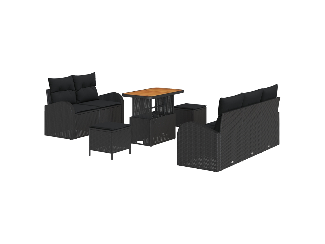 Conjunto 8 Móveis De Jardim Vidaxl Preto Vime Pe (90 X 55 X 71 Cm)