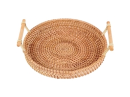 Cesta De Pão De Rattan Redonda Com Asa Para Servir Jantar Festa Café Desjejum