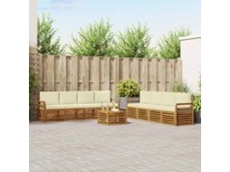 Vidaxl Conjunto De Sofás Para Exterior 9 Unid. Natural E Creme