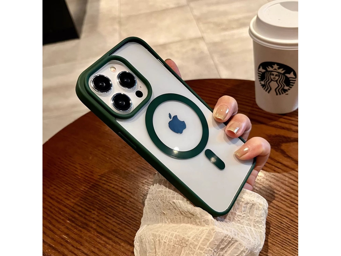 Capa Para Iphone 17 Pro Max Em Acrílico Verde Cangle, Magnética, Transparente E Resistente A Impactos.