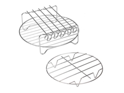 Suporte Para Espetos Na Fritadeira A Ar, Suporte Duplo Para Espetos, Versátil, Em Aço Inoxidável E Com Acabamento Em Maple
