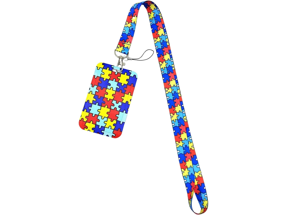 Cordão Multifuncional E Resistente Em Tecido Com Estampa De Anime Autistas, Porta Cartões E Chaveiro Ideal