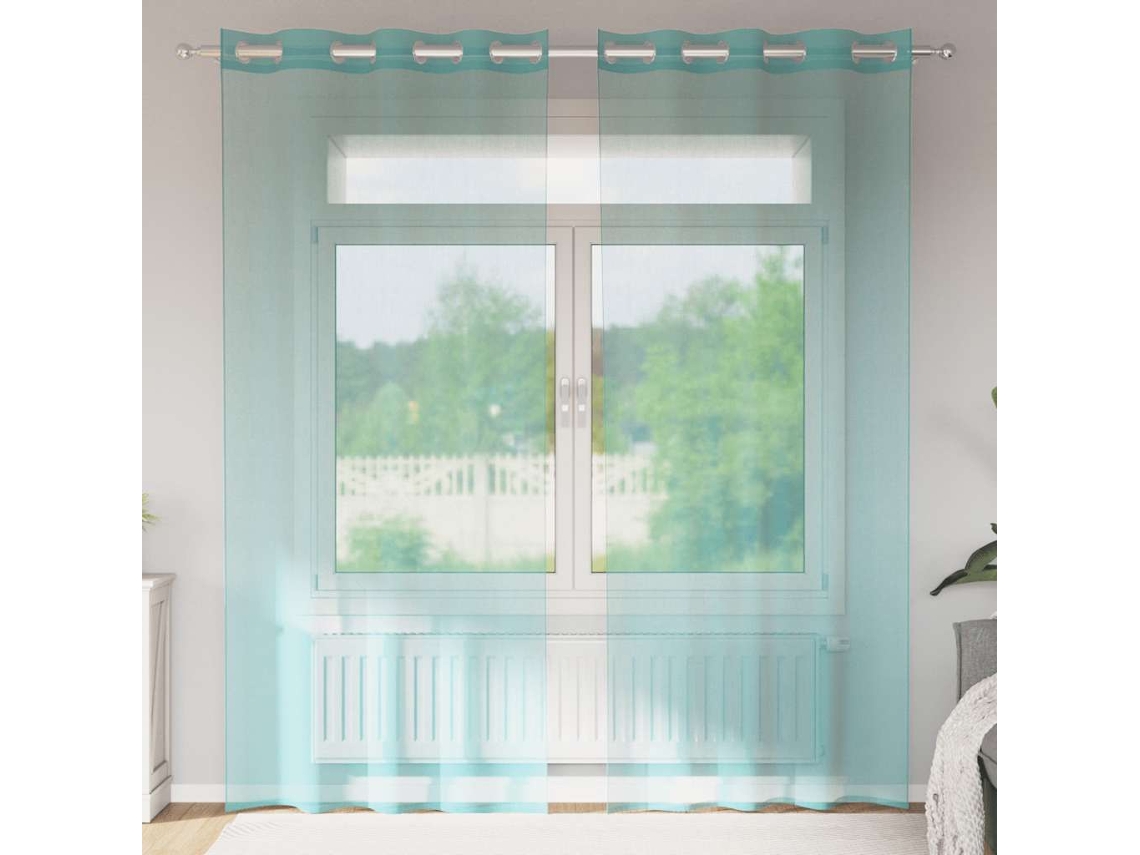 Vidaxl Cortinas De Voile Com Ilhós 2 Pcs Turquesa