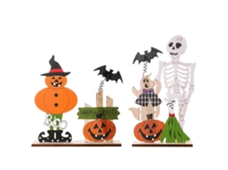 VYLARA Decoração De Mesa Encantadora Para Halloween, Placas Centrais De Madeira Adoráveis Para Decoração De Festas Em Casa, Cores Vibrantes E Madeira Durável