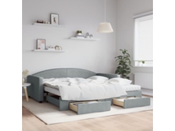 Vidaxl Sofá-cama C/ Gavetão E Gavetas 100x200 Cm Tecido Cinzento-claro
