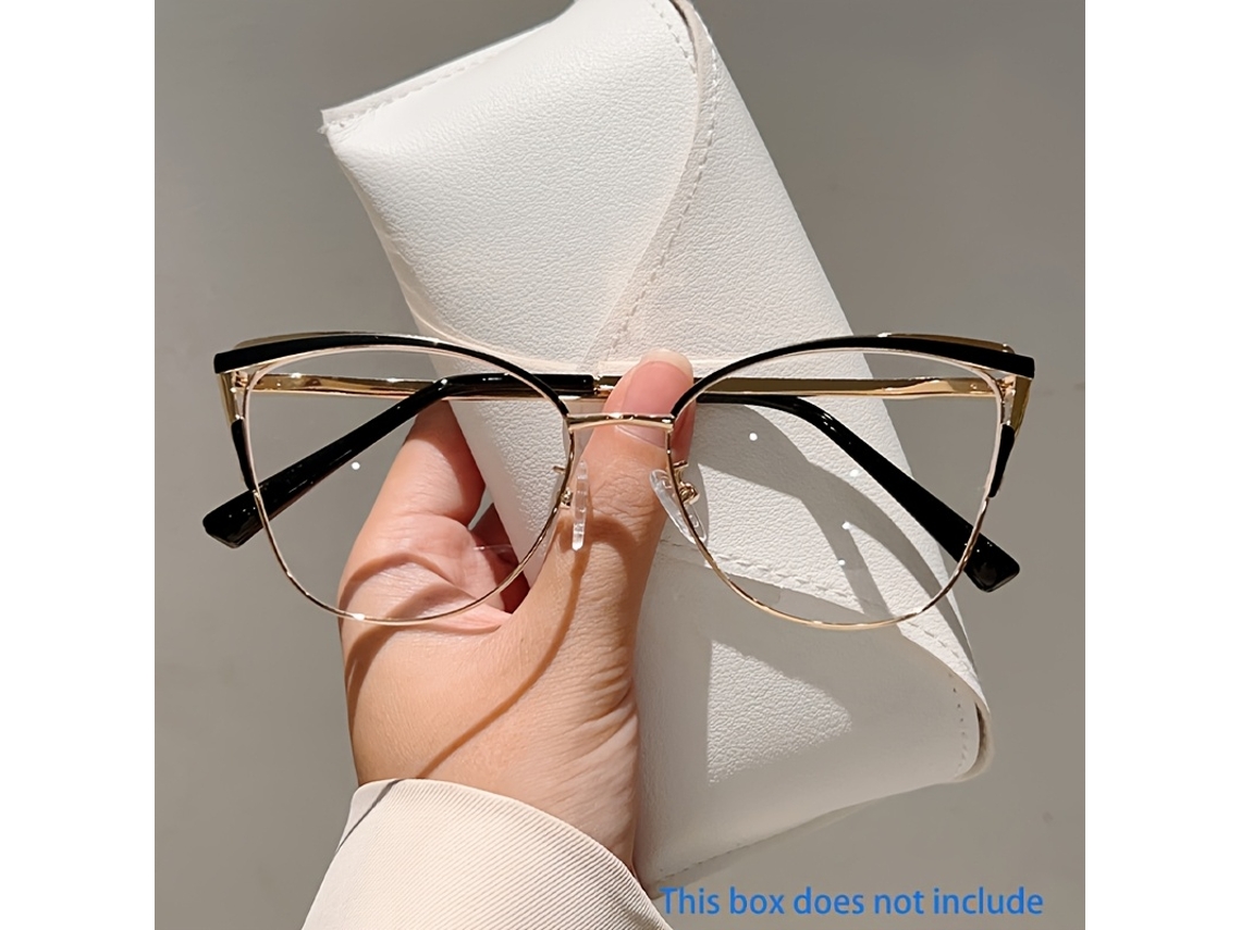 um Novo Par de Óculos Estilo Olho Gato para Mulheres, com Armação e Lentes Metal Premium . Resistente À Água STELASPLEN (estojo Não Incluído)