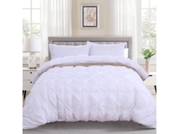 Conjunto de Colcha Pintuck Branco 3 Peças, 200x200cm, com Zíper Escondido