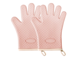 Luvas de Silicone com Dedos, Resistentes a 450°f, Rosa, para Cozinha e Churrasco.