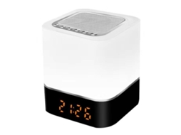 Caixa de Som Bluetooth EOOCOO com lâmpada de toque, relógio e rádio