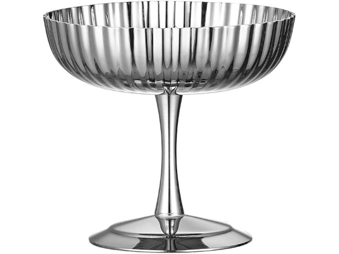 Tigela De Aço Inoxidável Para Servir Sobremesas, Com Pé, Ideal Para Sorvetes, Sorbets E Mousses. Expositor