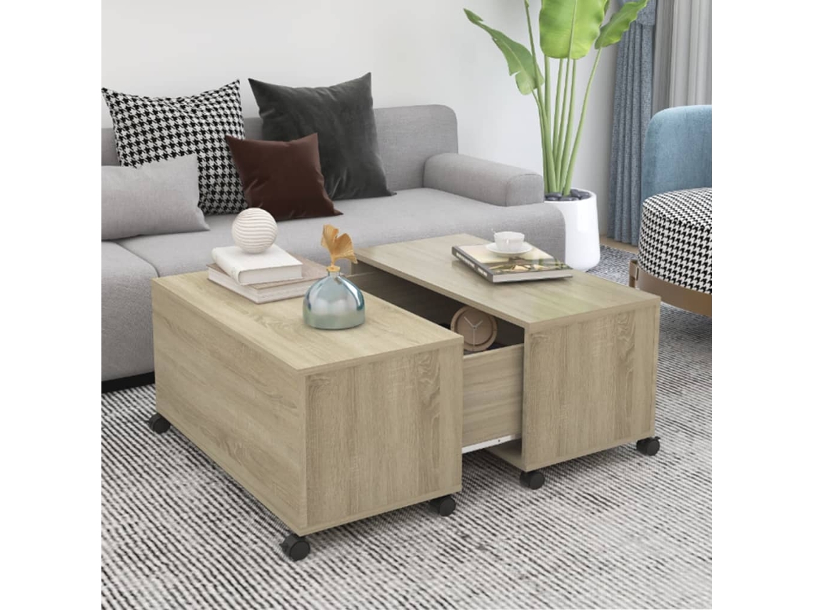 Vidaxl Mesa De Centro 75x75x38 Cm Contraplacado Carvalho Sonoma