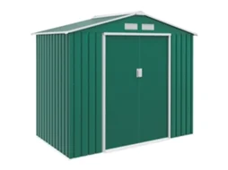 Abrigo De Jardim Metálico Exterior 213x130x185cm, 2 Portas Deslizantes E 4 Janelas, Verde
