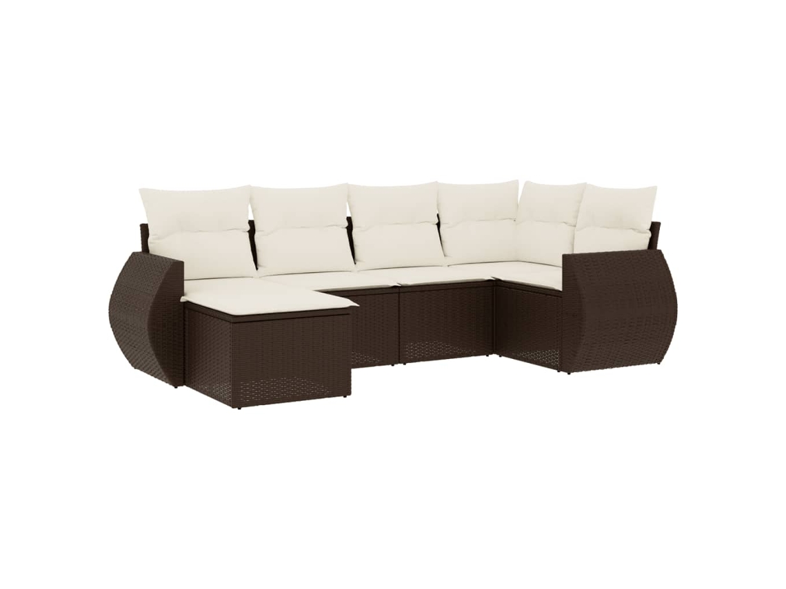 Conjunto de 6 Sofás Jardim com Almofadões Vime Pe Castanho MAISON EXCLUSIVE (80x200 cm)