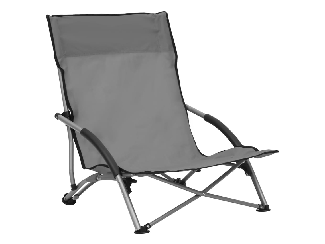 Maison Exclusive - Cadeiras De Praia Dobráveis 2 Pcs Tecido Cinzento