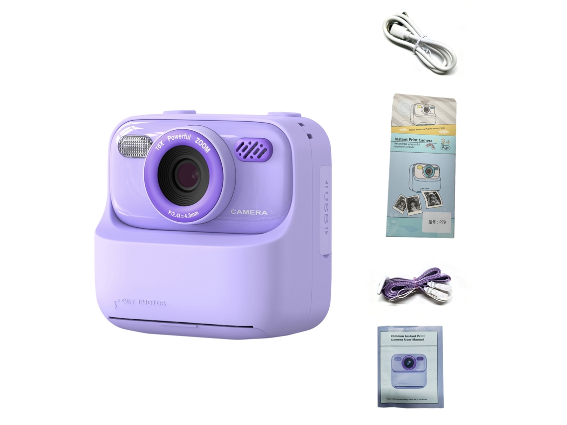 Câmera Instantânea Infantil LAXISCREED 32gb Roxa