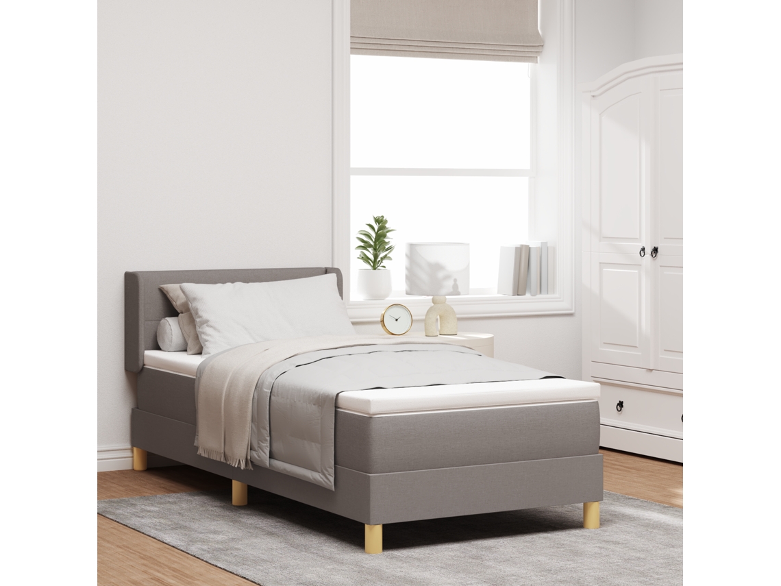 Cama Box Com Colchão Em Taupe, 90 X 200 Cm, Tecido