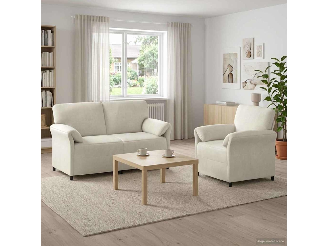 Vidaxl Conjunto De Sofás 2 Unid. Creme Veludo