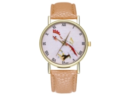 Relógio masculino analógico de quartzo com pulseira de PU, estilo casual (bege)