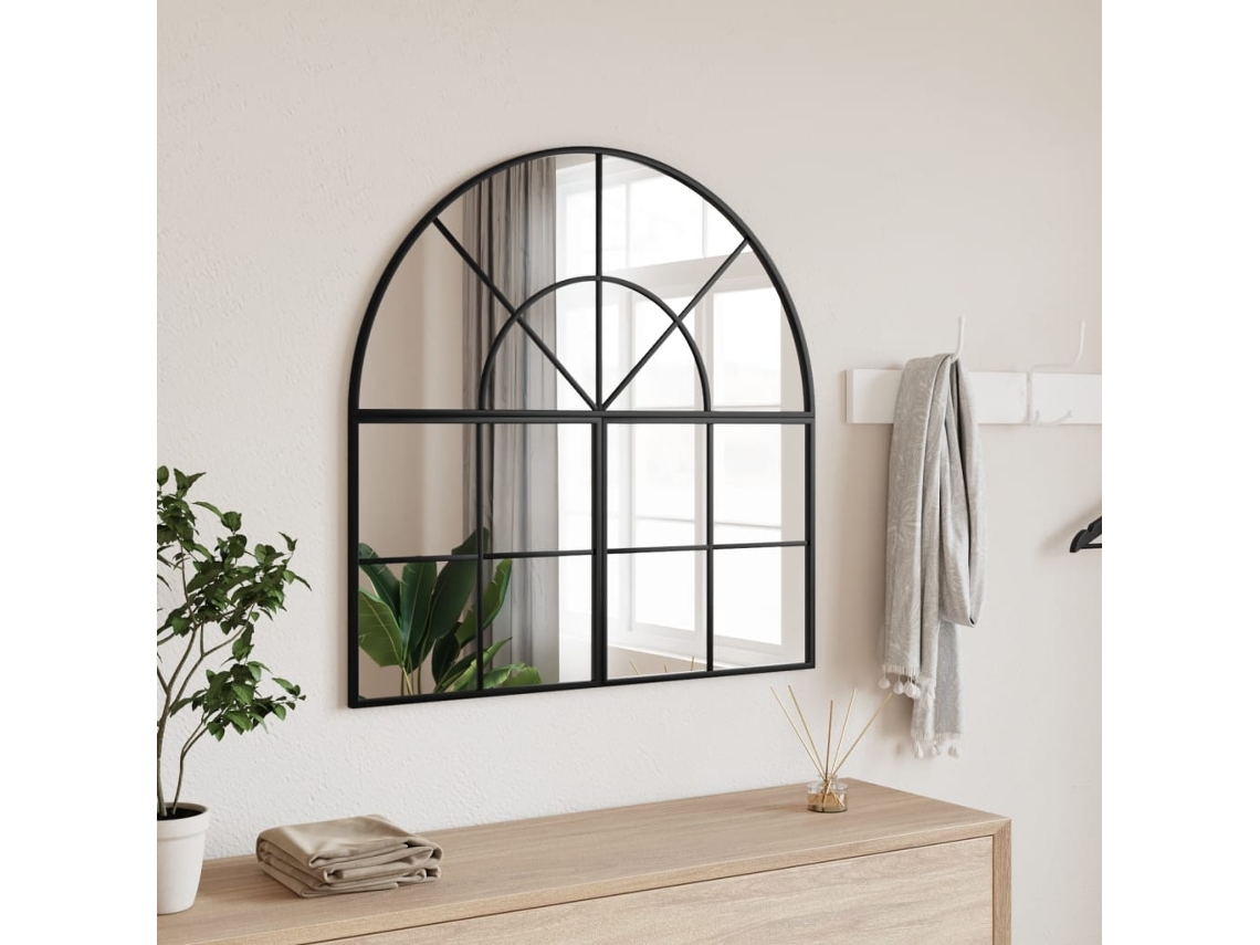 Vidaxl Espelho De Parede Arqueado 80x80 Cm Ferro Preto