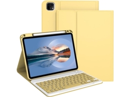 Capa Com Teclado Para Tablet Lurelia, Para I Pad Air 13"/pro 12,9" (2018), Design Quadrado Amarelo-limão De 22", Azul, Teclado Bluetooth