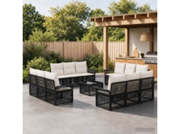 Vidaxl Conjunto De Sofá De Jardim 13 Unid. Preto Vime Pe