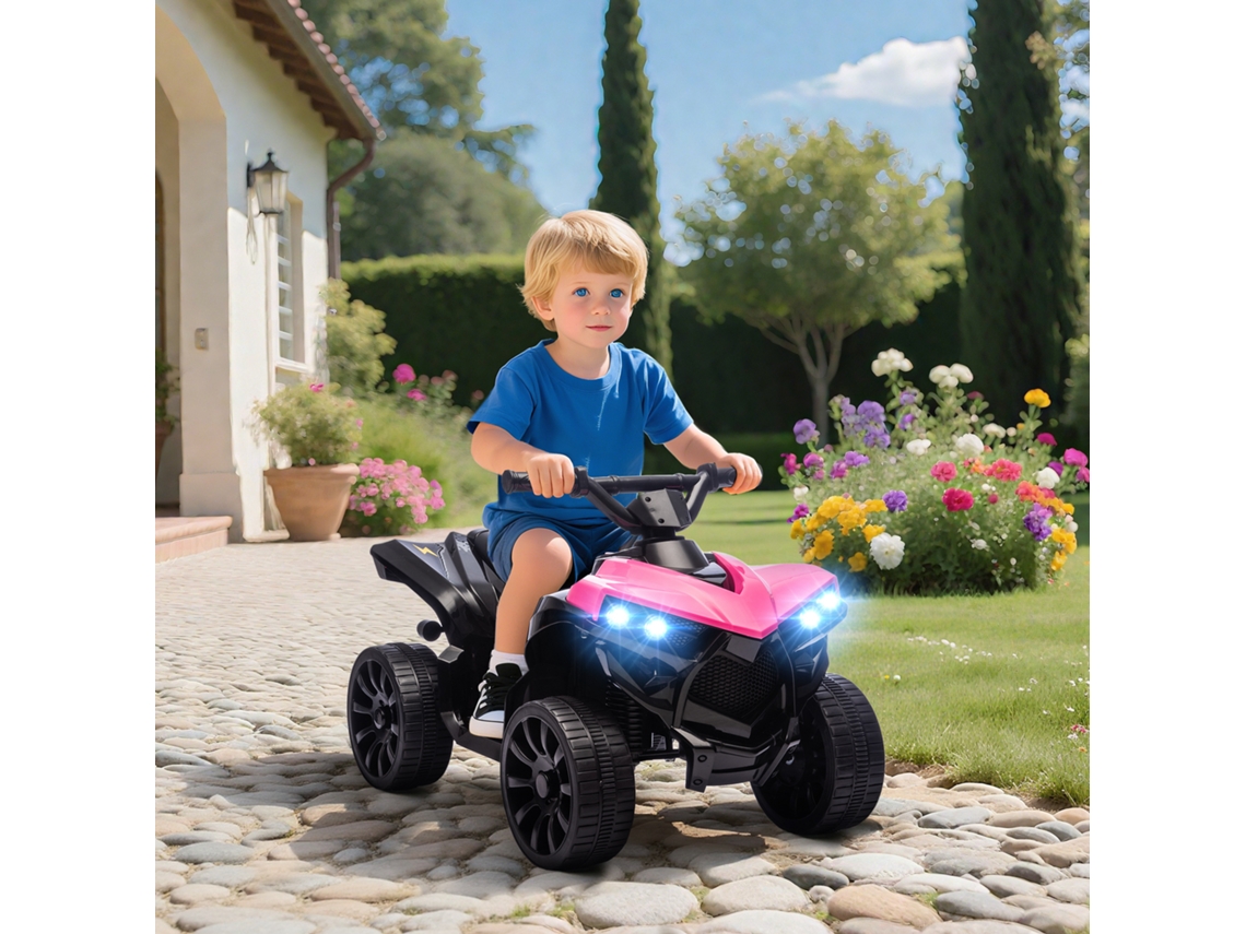 Quad Elétrico Infantil 6v Com Ré, Música, Farol Led, Rosa