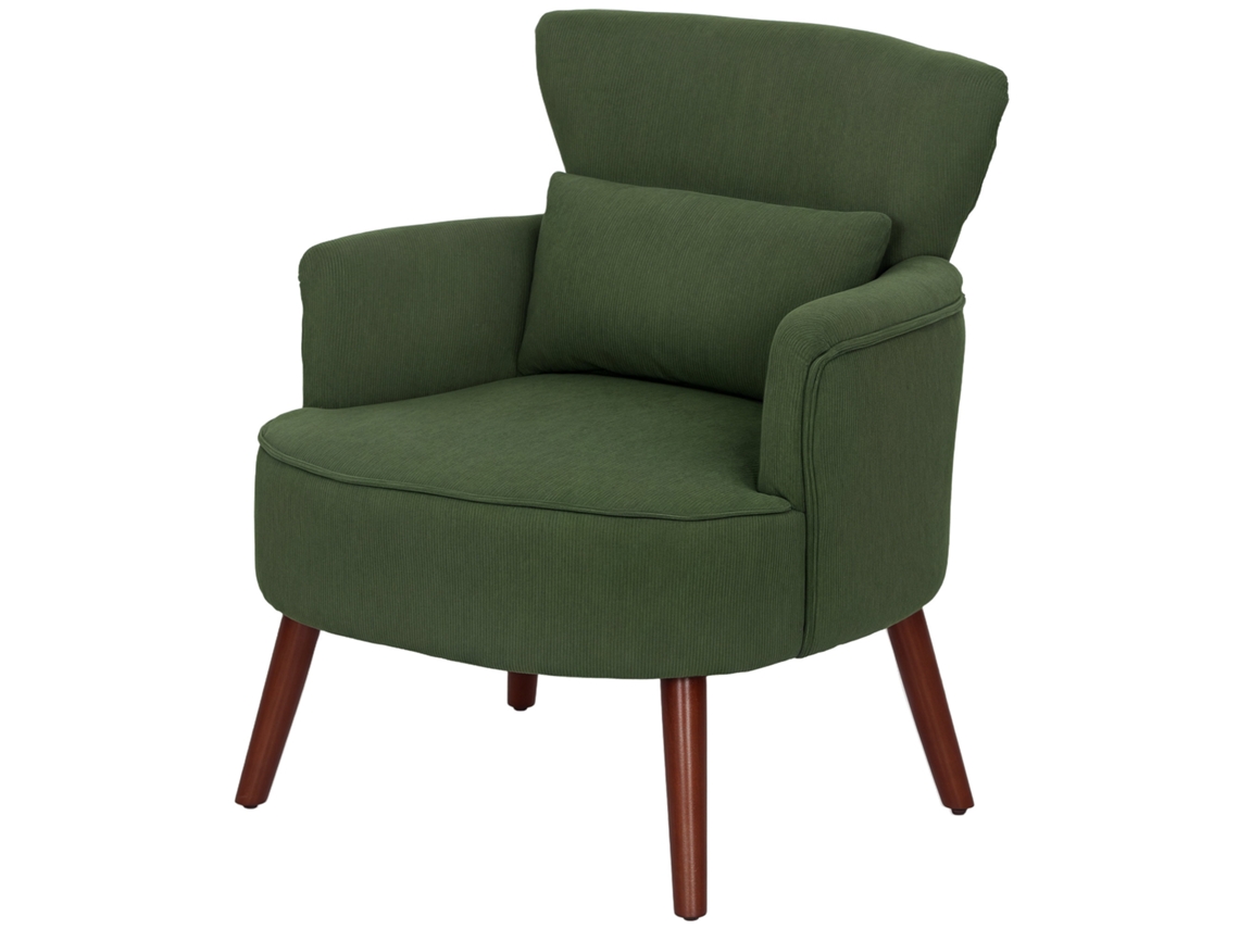 Poltrona Moderna, Poltrona Estofada com Almofada Lombar, Verde