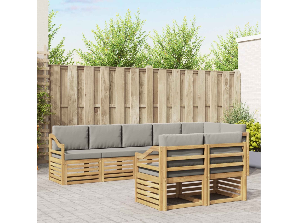 Vidaxl Conjunto De Sofás Para Exterior 8 Unid. Branco E Cinzento-claro