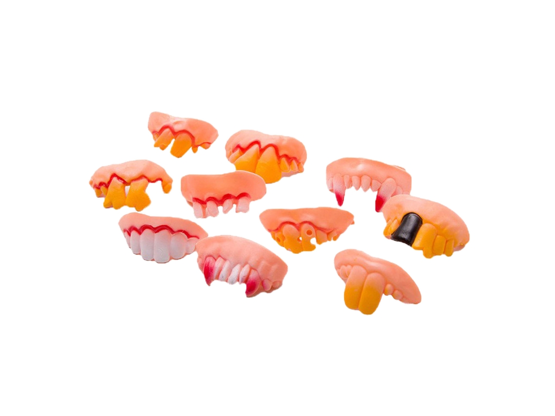 Rebe-10pcs Dientes Falsos Divertidos Plásticos Decoración Props Para Fiesta Cosplay Disfraces Shows