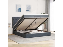 Vidaxl Estrutura Cama Otomana Colchões 160x200 Cm Cinzento Escuro