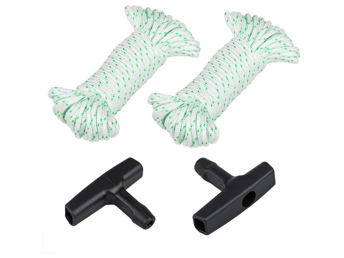 2 Pack Cuerda de Arranque 10m con 2 Mango para Cortacésped Husqvarna Stihl Poulan Verde (3mm)
