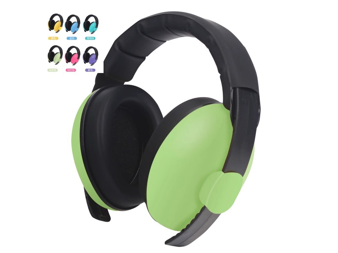 Protetor Auricular Infantil Yuysan Com Faixa Deslizante Ajustável (0-3 Anos), Verde Matcha, Com Protetores Auriculares Oferecidos