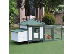 Galinheiro De Madeira Pré-montado Para Jardim, 196x76x97cm, Nas Cores Branco E Verde