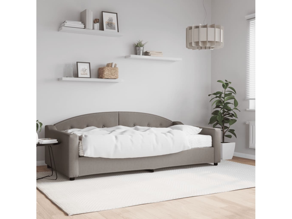 Vidaxl Sofá-cama Com Colchão 100x200 Cm Tecido Cinzento-acastanhado