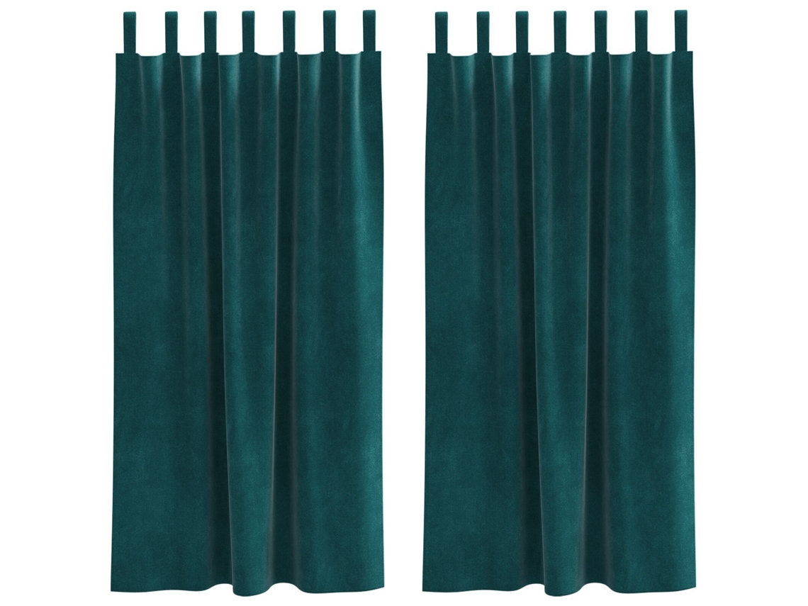 Conjunto 2 Cortinas Opacas Vidaxl Verde Veludo (140 X 175 Cm)