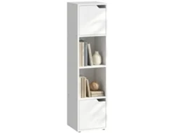 Estante Com Branco 2 Portas Estreita De 4 Andares Prateleiras Abertas 30x29x119 Cm