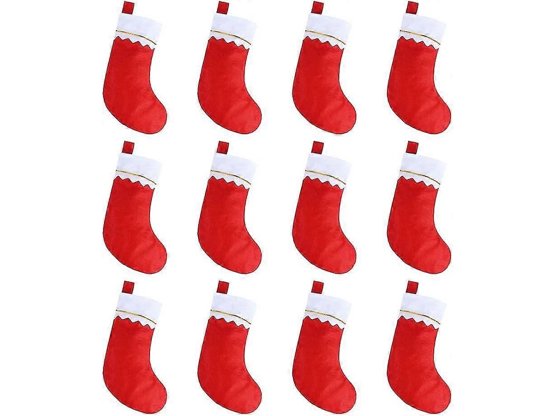 Conjunto De 12 Meias De Natal Vermelhas De Feltro, 38 Cm , Para Lembrancinhas, Decorao Natalina E Presentes. Hengjian (15)