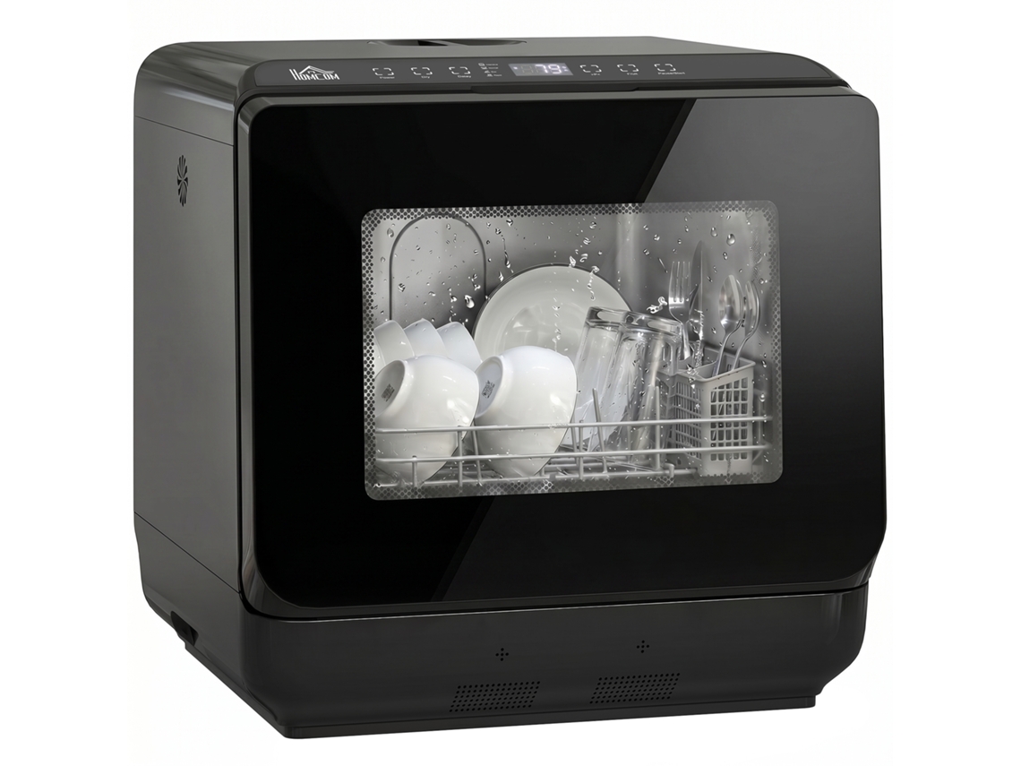 Lava-louças De Bancada, Mini Com Reservatório De 6 Litros, 5 Programas, Visor Led, Função De Secagem, Preta