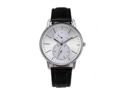 Relógio de quartzo unissex com pulseira ajustável, simples e moderno, relógio casual com sensor de pulso (base branca, pulseira preta)