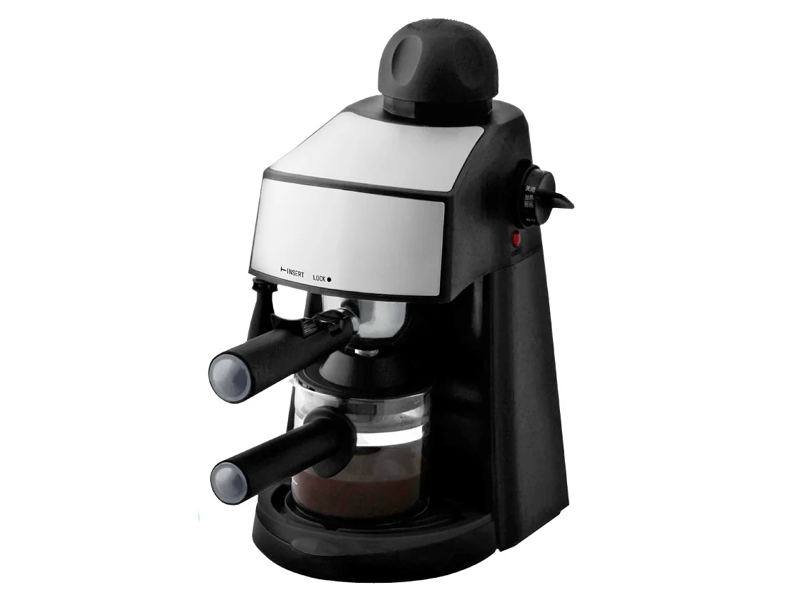 Máquina de café expresso KLACK com bico de vapor, 4 xícaras, aço inoxidável