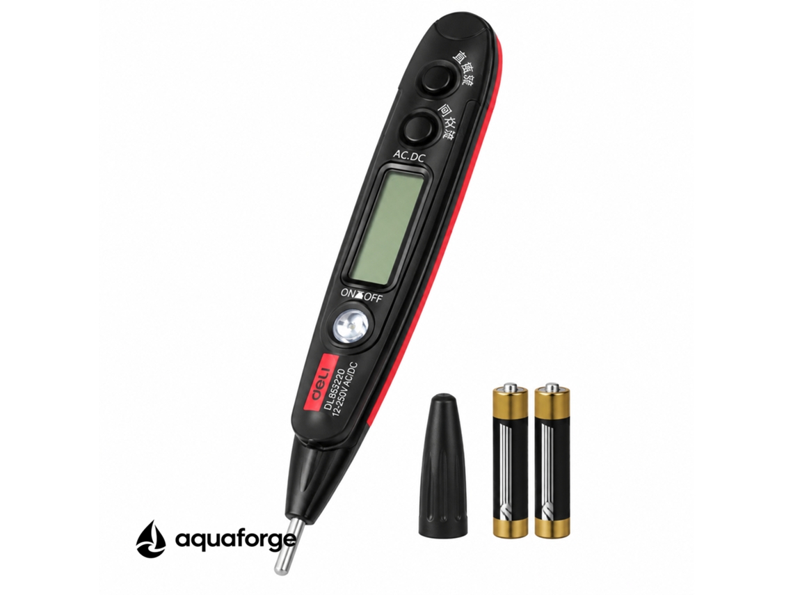 Caneta De Teste Digital Aquaforge Com Ecrã Lcd E Teste De Continuidade Para Eletricistas E Instalações Elétricas