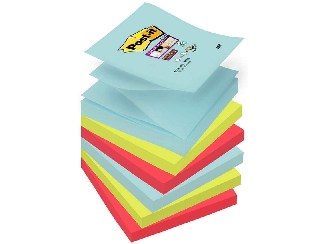 Bloco Super Sticky Z Notes 6, 90 Folhas 76 X 76 Mm Aquaforge