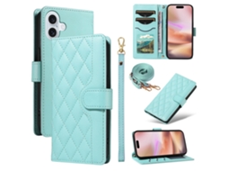 Capa Em Couro Pu, Com Pega Para Apple Iphone 16 Verde