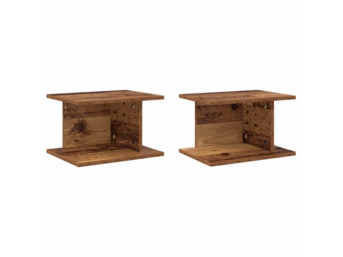 Conjunto de 2 Mesas de Cabeceira Madeira Antiga (40x30x25 cm)